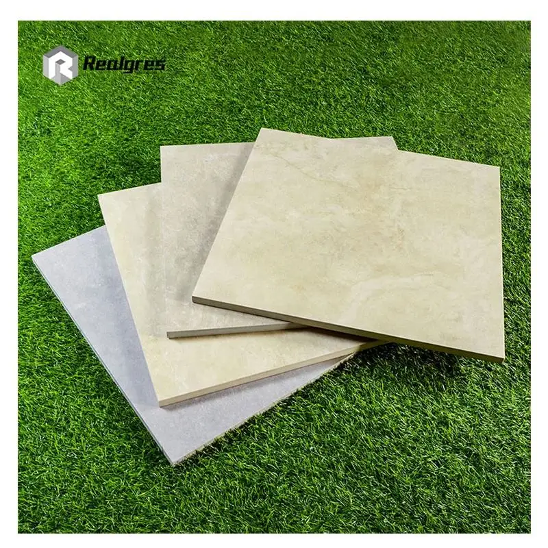 600x600 External Terracotta Tile Exterior Travertine Tile Garden Walkway Sandstone Anti-Slip 2cm Outdoor Porcelain Floor Tile