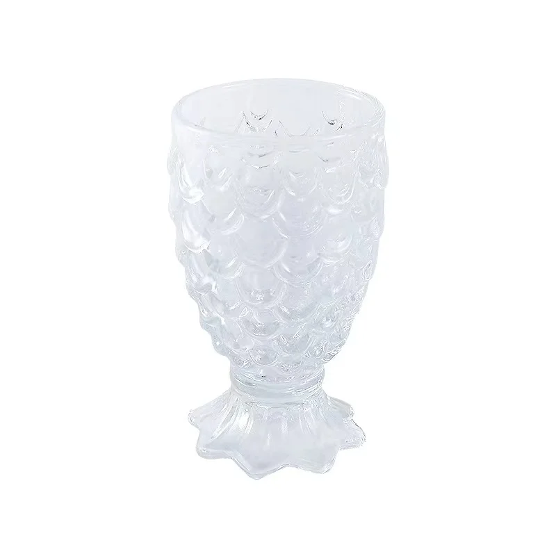 Custom Logo Portable Eco-Friendly Transparent Whiskey Wine Mermaid Glass Cup Gift Food Grade Fish Scales Glass Wine Glasses