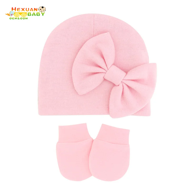 Custom Beanie Newborn Baby Turban Hats Winter Knot for Boys Girls Cotton Hat and Mitten