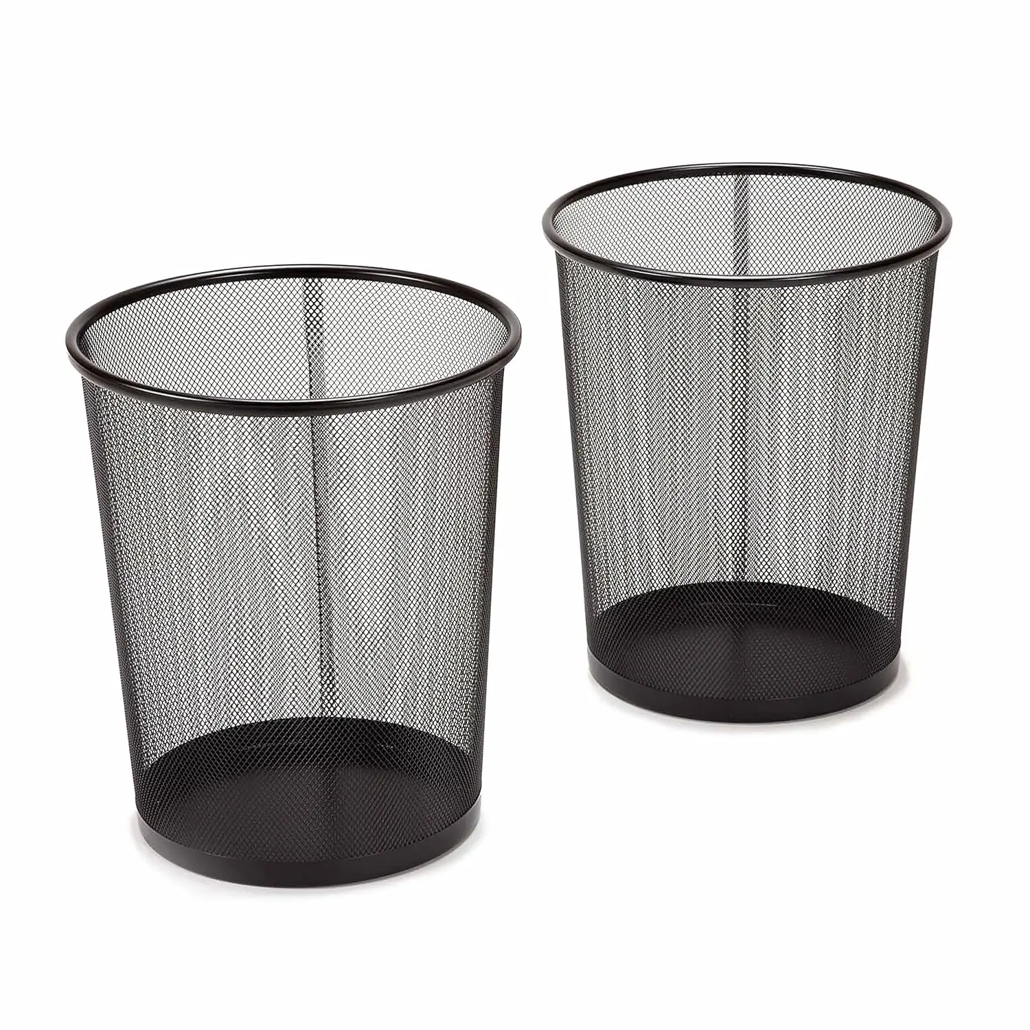 Black Steel Metal  Mesh Round Trashcan Wastebasket for Trash or Recycle in The Home, Mesh Trash Bin for Kitchen Office