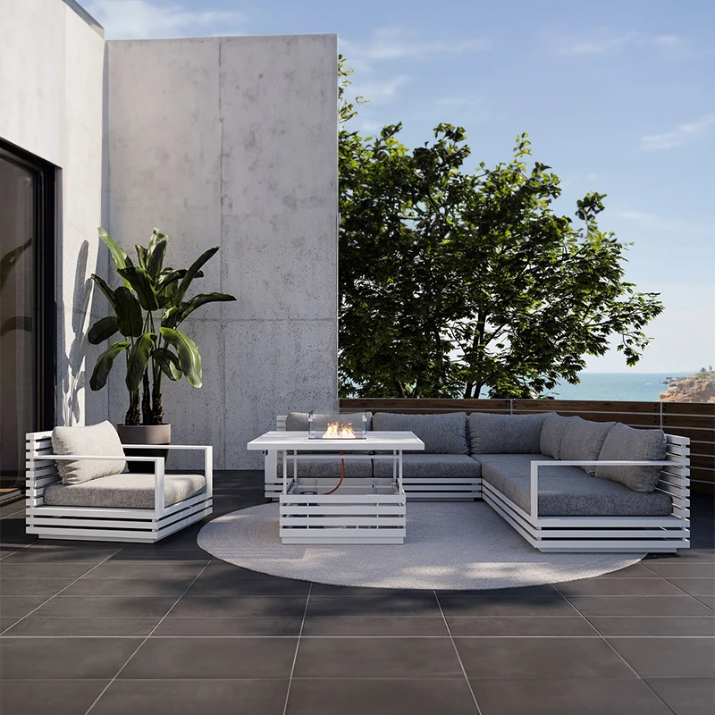 Modern minimalist design private garden furniture hotel patio outdoor sofa aluminum garden sofa set