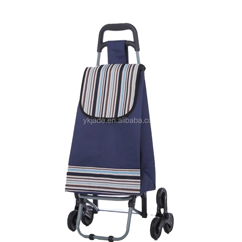 Fruits and vegetables metal shopping trolley 3 wheels metal shopper trolleys Climb stairs folding shopping cart