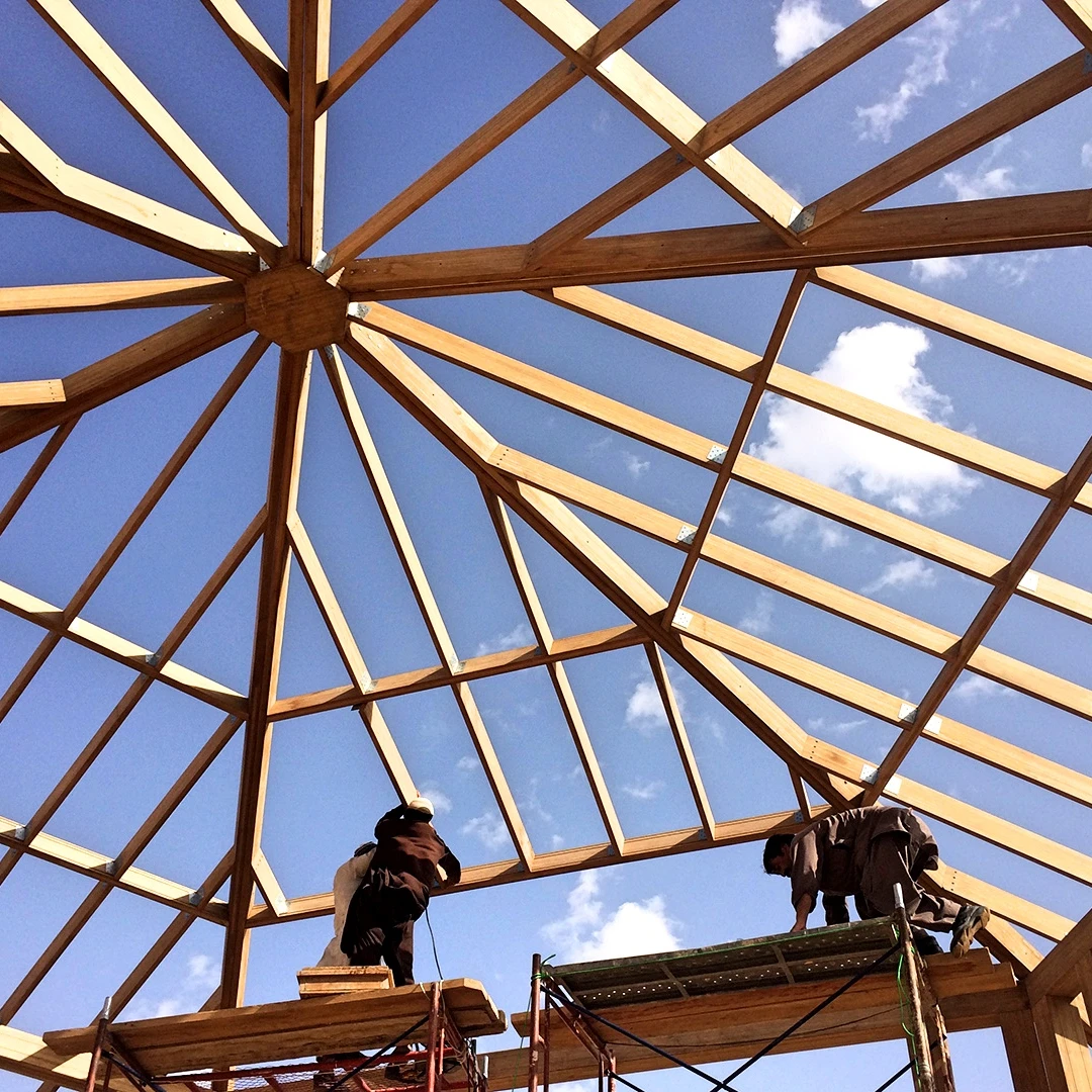 Bamboo house material structure material Bamboo roof beam