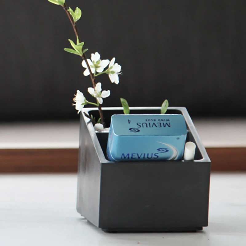 Square Multi-functional Two-compartment Desktop Storage Pen Holder Cement Material Business Office Gift