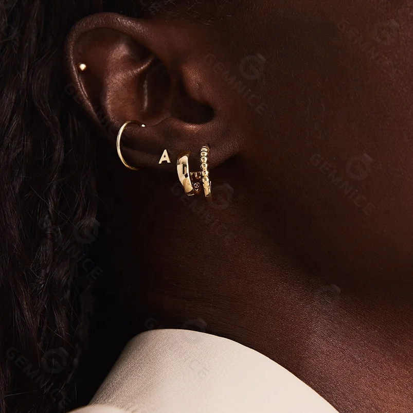 Gemnel wholesale price minimalism women jewelry mini letter stud earrings