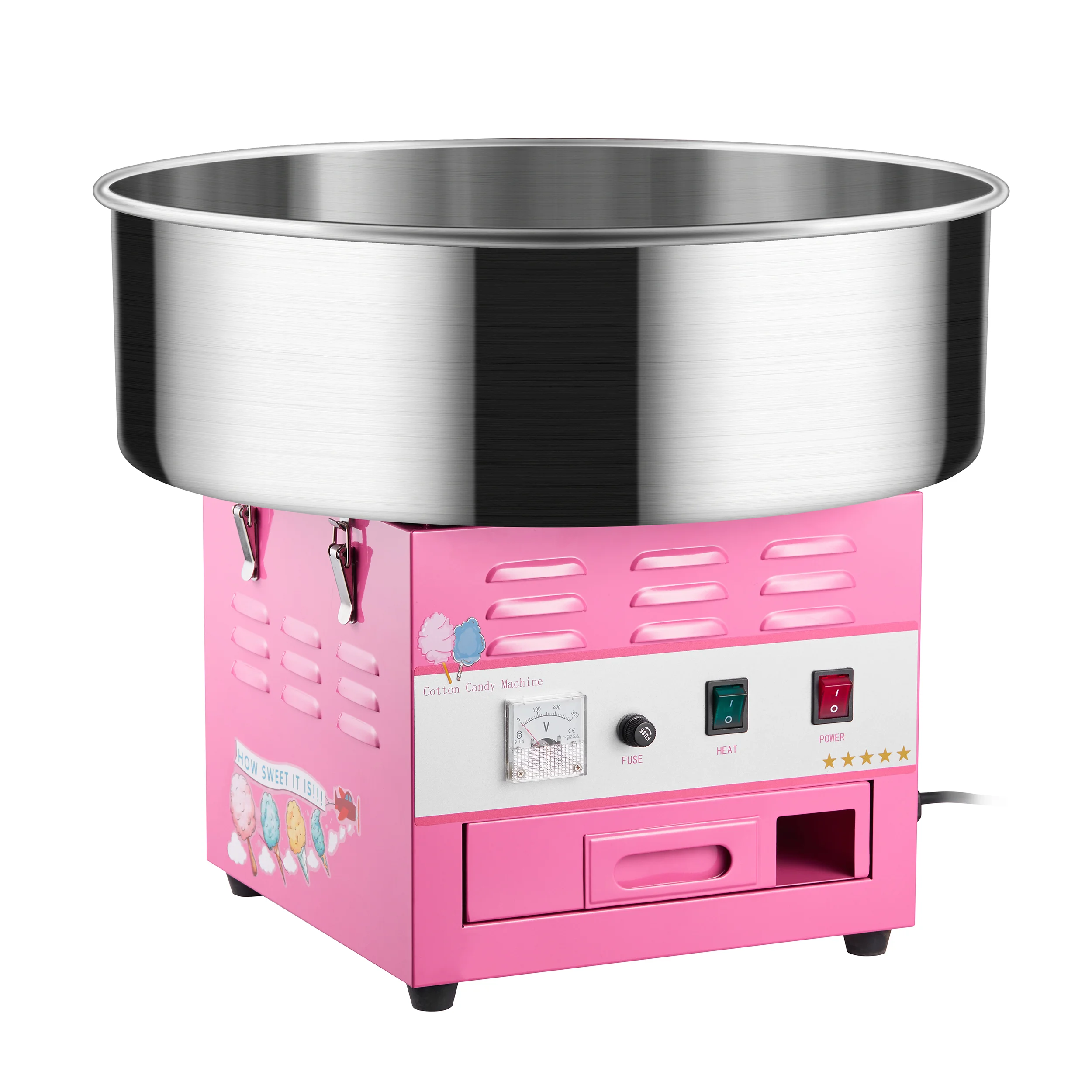 High Output Electric Candy Cotton Machine Candy Floss Maker 1030W Candy Sugar Machine with  Drawer Suitable for Commercial Use