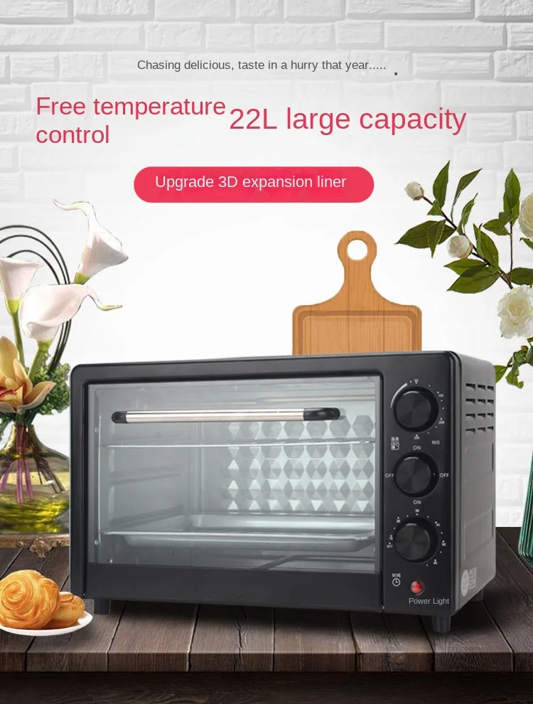 Electric Vven Hot Selling 22L Timing Multi Purpose UK Standard Electrical Oven Baking Oven Smokeless Forno Tabletop Oven