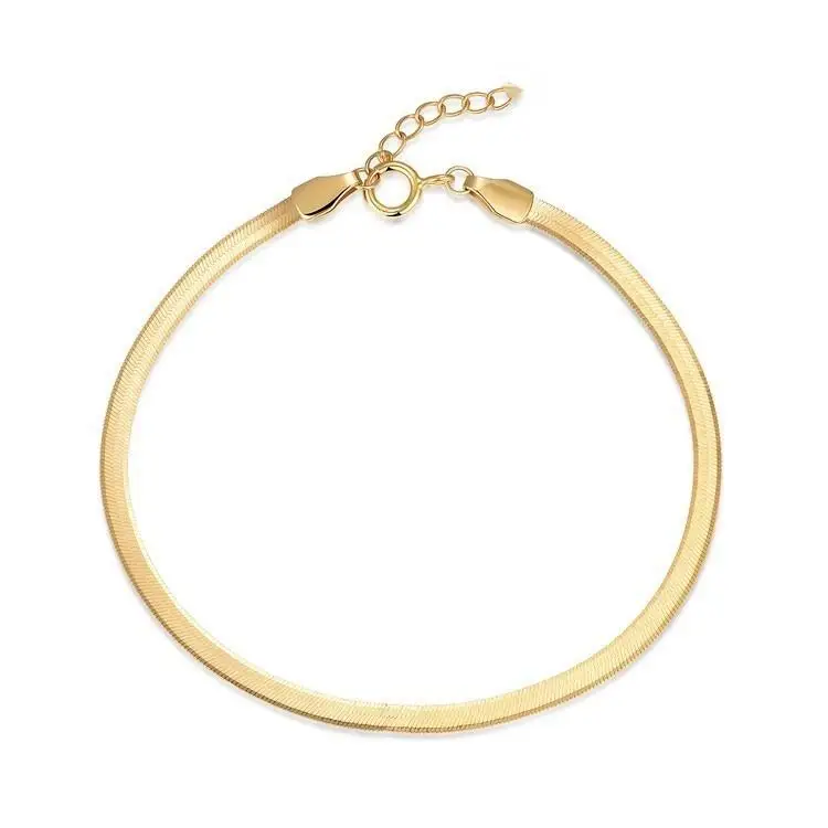 Carline Fine 925 Sterling Silver Snake Chain Bracelet Minimalist 18k Gold Plated Fashion Jewelry Gifts for Women Ladies