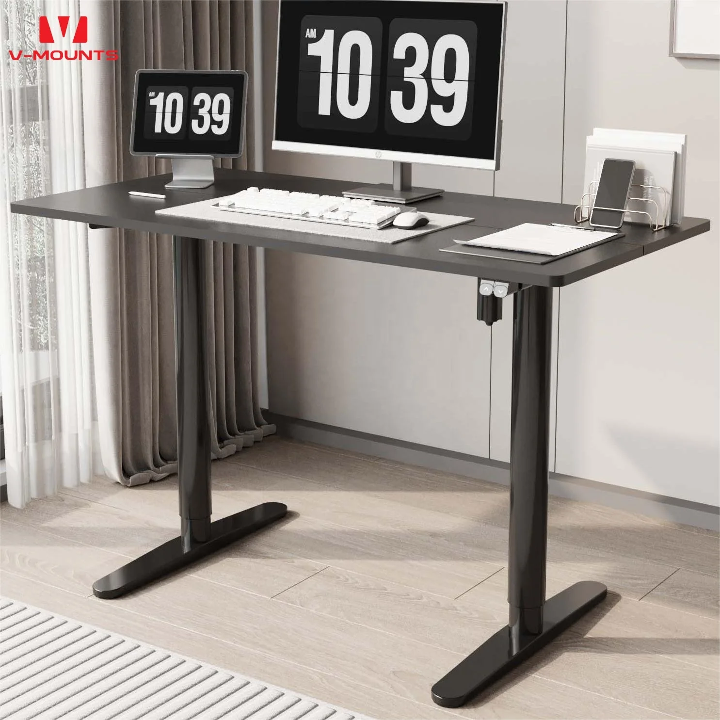 V-mounts Ergonomic electric standing desk for office with Collision detection function JSD5-03-2P