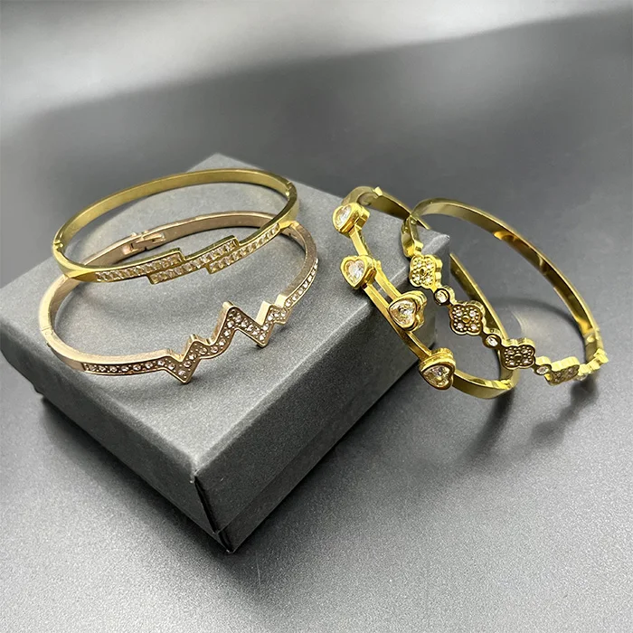 Bracelets &Bangles Ladies Crystal Stone Customized Zircon Bracelet Stainless Steel Jewelry Making Supplies Bangle Women