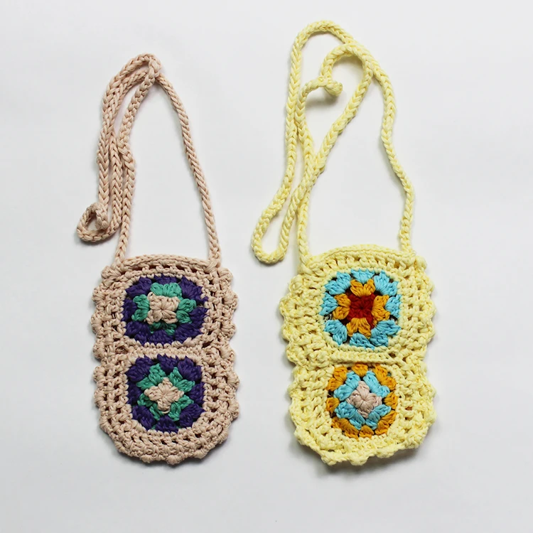 New Candy Color Creative Handmade Knitting Hollow Mobile Phone Bag