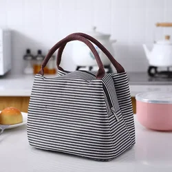 Large Capacity Stripe Oxford Cloth Thermal Insulated Stripe Lunch Bag For School Beach Office Lunch Bags For Adults