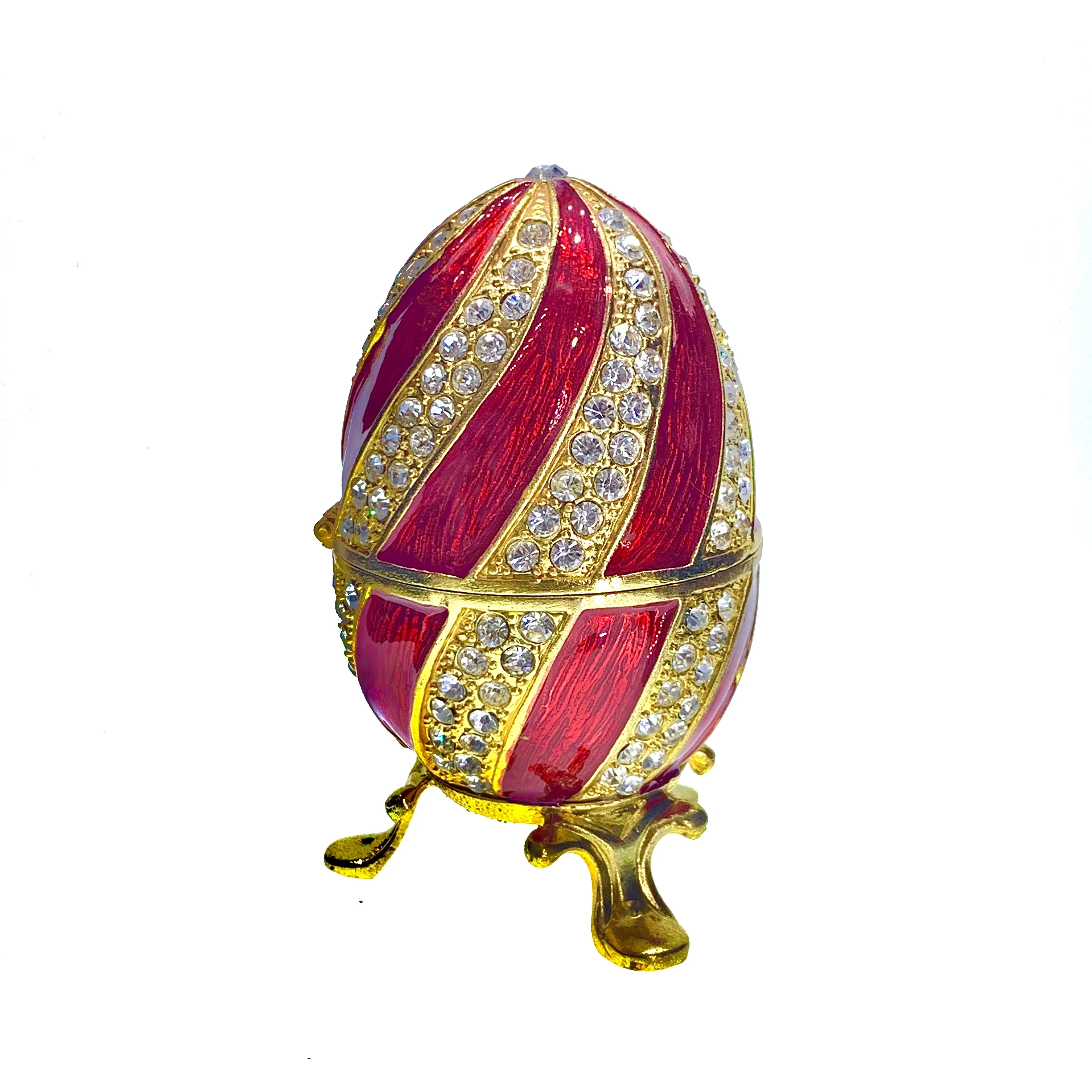 China supplier elegant Russian faberge egg metal jewelry crystal trinket box favor