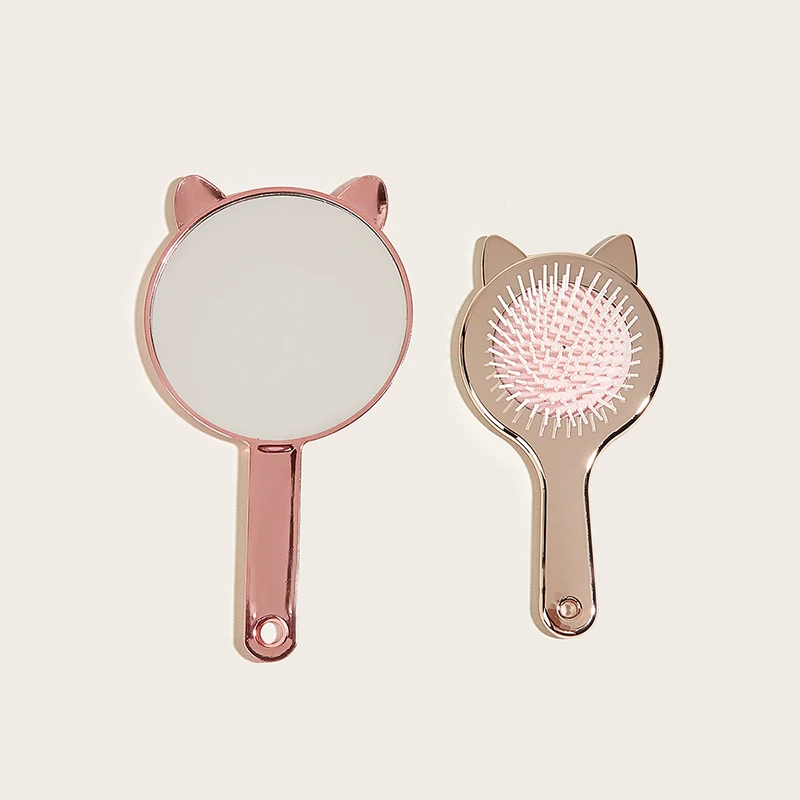 Cute mirror comb set cat shape combination with girly mirror comb hairdressing tools
