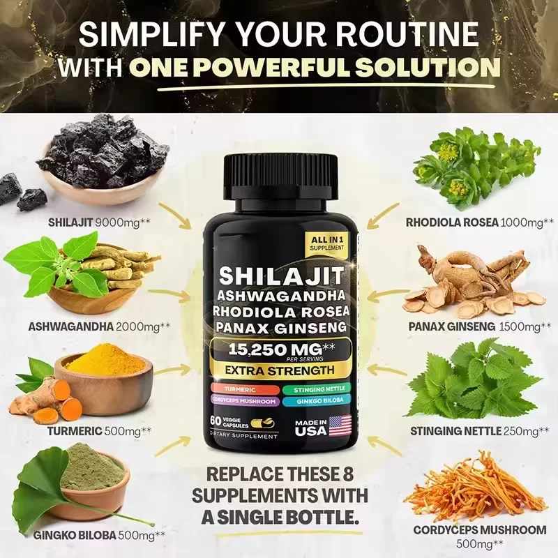 Oem Support Custom Labels Pure Himalayan Shilajit Extract Mineral Himalayan 85 Mineral Capsule Energize And Shilajit Extract
