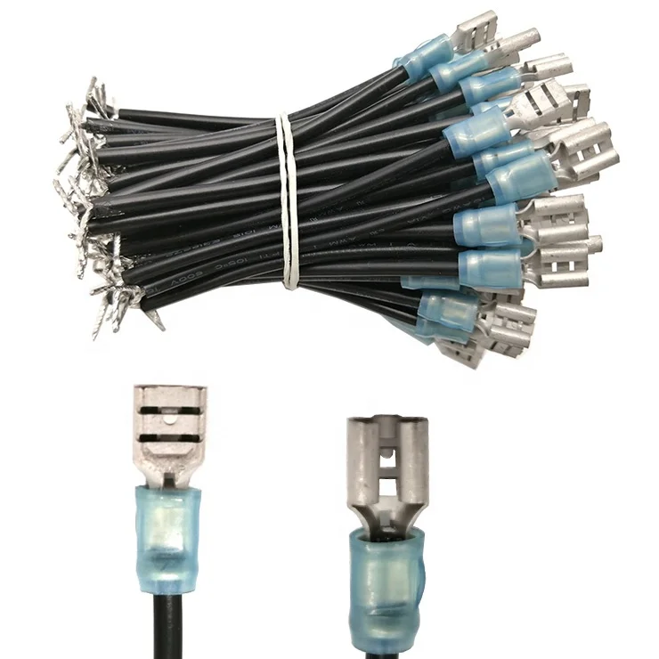 Жгут проводов, латунный штекер-гнездо 110 187 250 PCB tab, электрические обжимные соединители, кабель для 2,8 мм, 4,8 мм и 6,3 мм под заказ