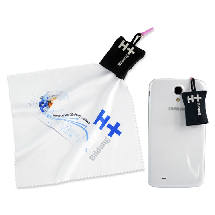 Wholesale Customized LOGO Fabric Lens with  Keychain   for PHONE/GLASS/ Microfiber cleaning  Cloth