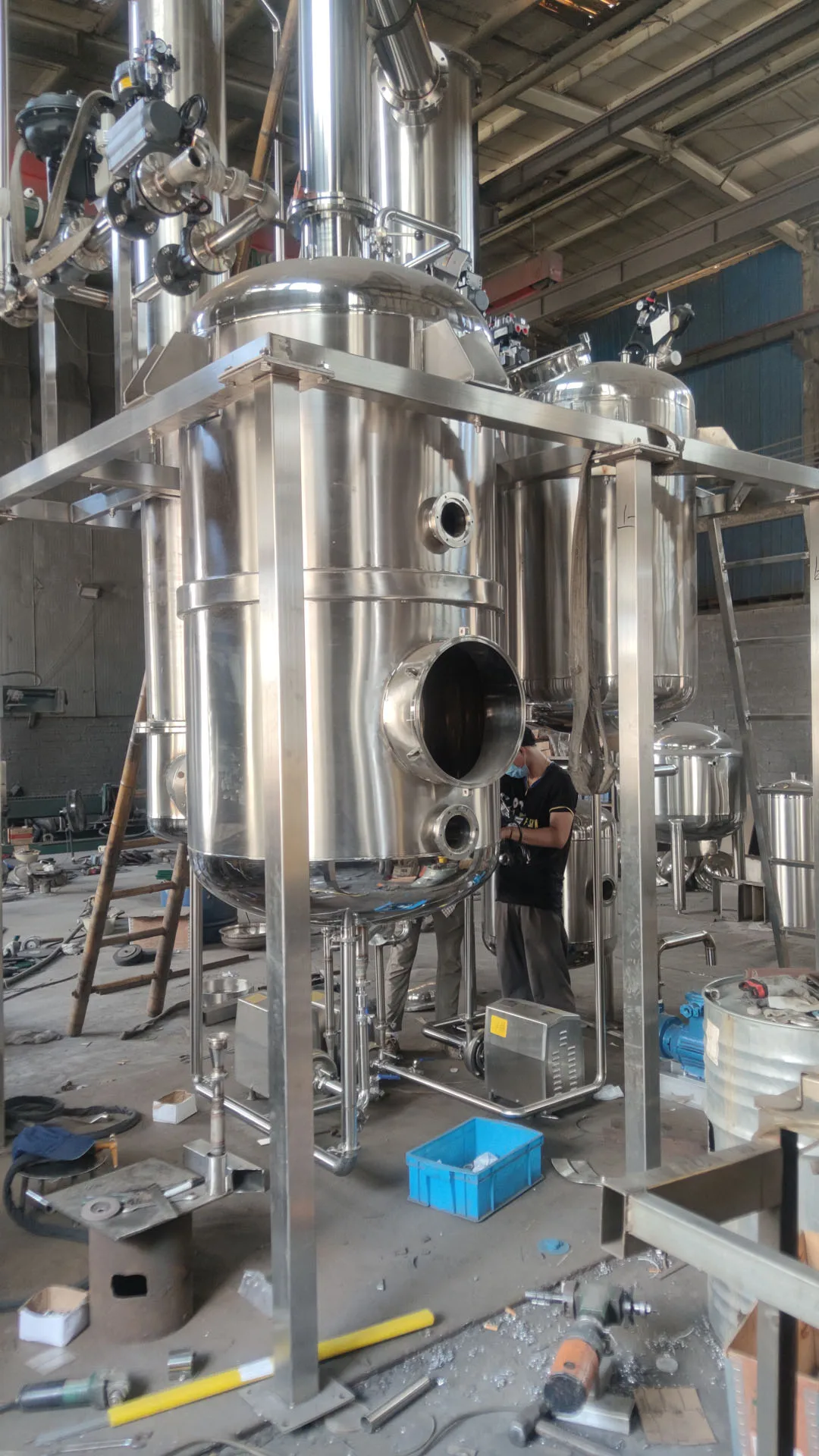 Industrial Ethanol Solvent Recovery Single Effect Falling Film Evaporator