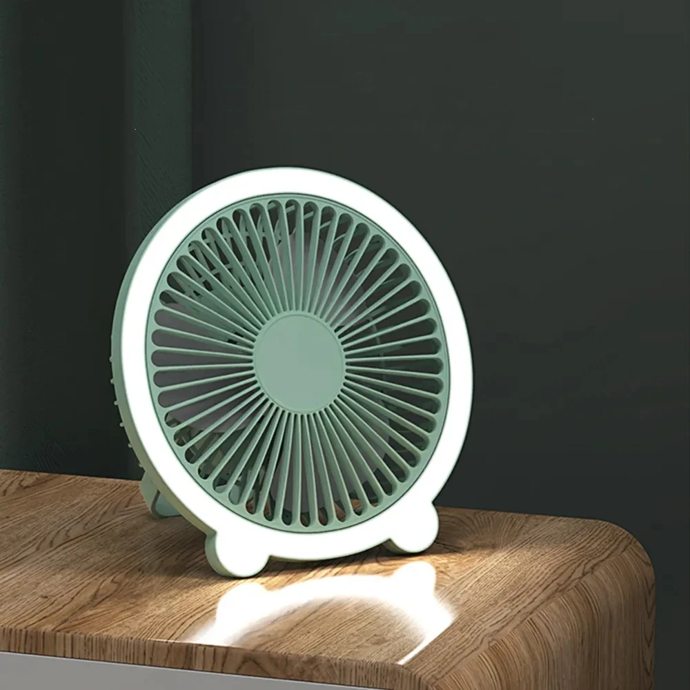 Mini Fan With Led Night Light Usb Rechargeable Fill Light Desk Fan Portable Table Lamp Variable Fan For Home Office Gift