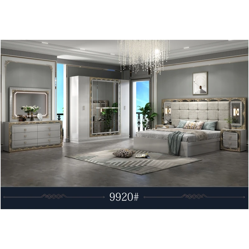 High level  Luxury Five pieces  Bedroom Furniture Bedroom Suit Bed Home Furniture Bedroom Set Standard Size