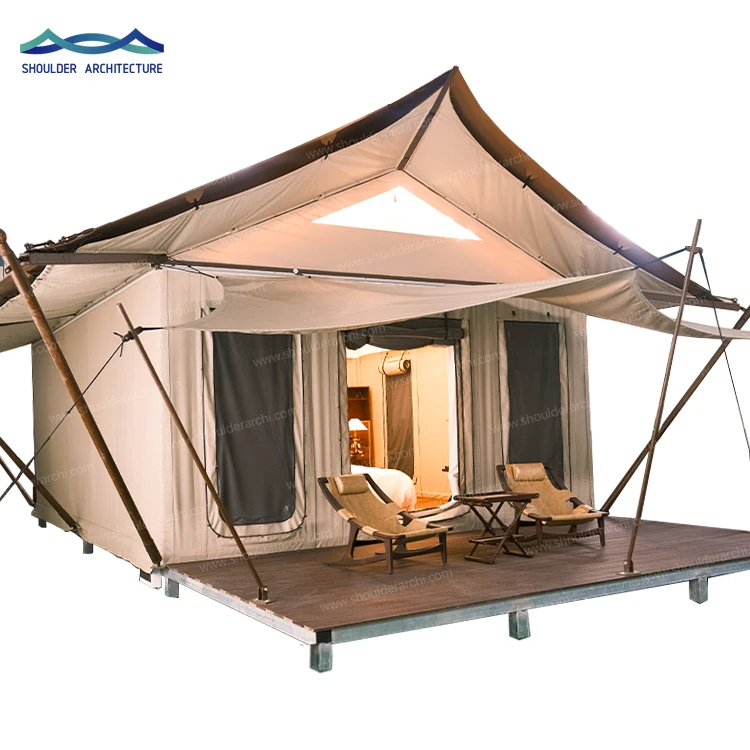 Роскошный отель Valley Glamping с ванной стальной конструкцией водонепроницаемый домик сафари семейная палатка для кемпинга