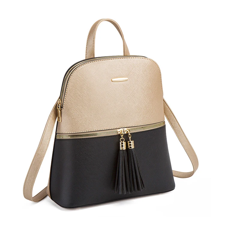 Fashion leisure women pu leather backpack, ladies fancy black backpack