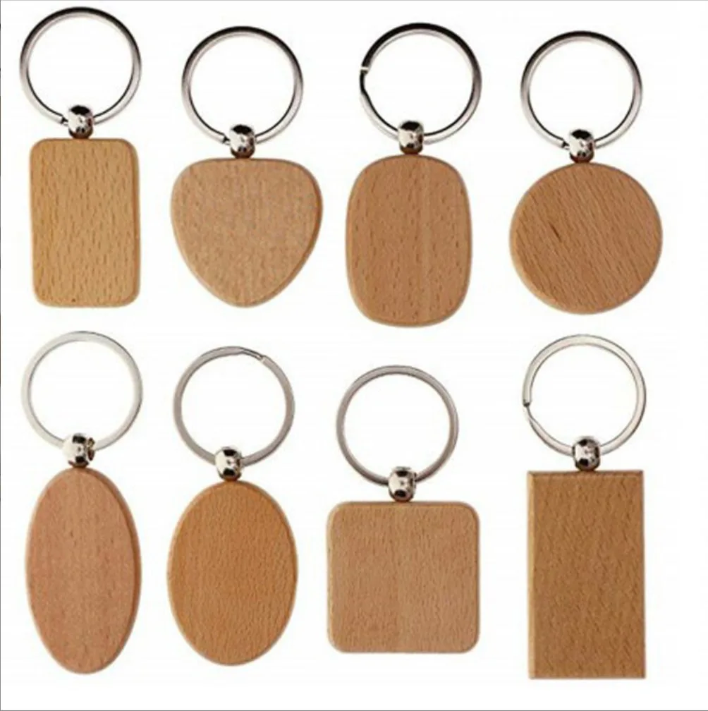 Keychains Keychain for Engraving 2023 High Quality Blank Wood Custom Laser Logo Wooden Silicone Alloy Light Keychain