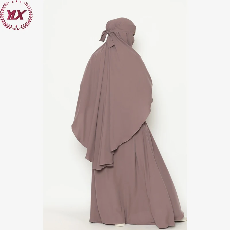 Мусульманский головной платок Niqab исламский хиджаб для женщин цзилбаб абайя шифоновый трехслойный длинный химар индонезийское Молитвенное платье