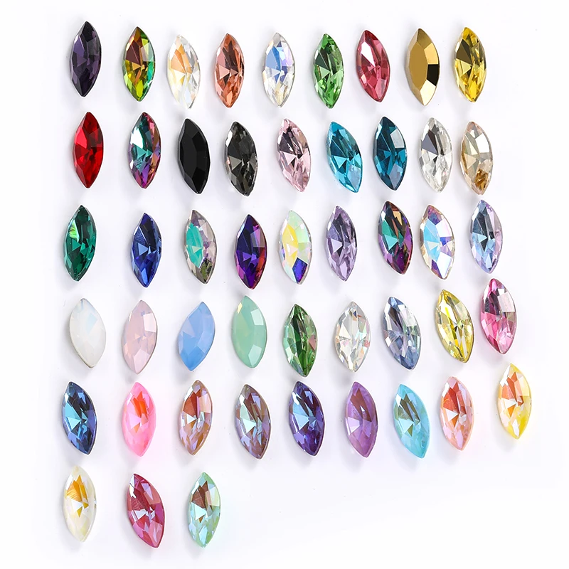 Xichuan Glass Loose Pointback Navette Shape Glue On Supplies K9 Fancy Stones Jewelry Rhinestone Nail Art Accessories