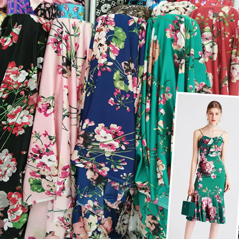 Factory Price Wholesale New Designs Silk Satin Fabric Digital Print Fabric for Lady Dress Lady Polyester Digital Printing Fabric