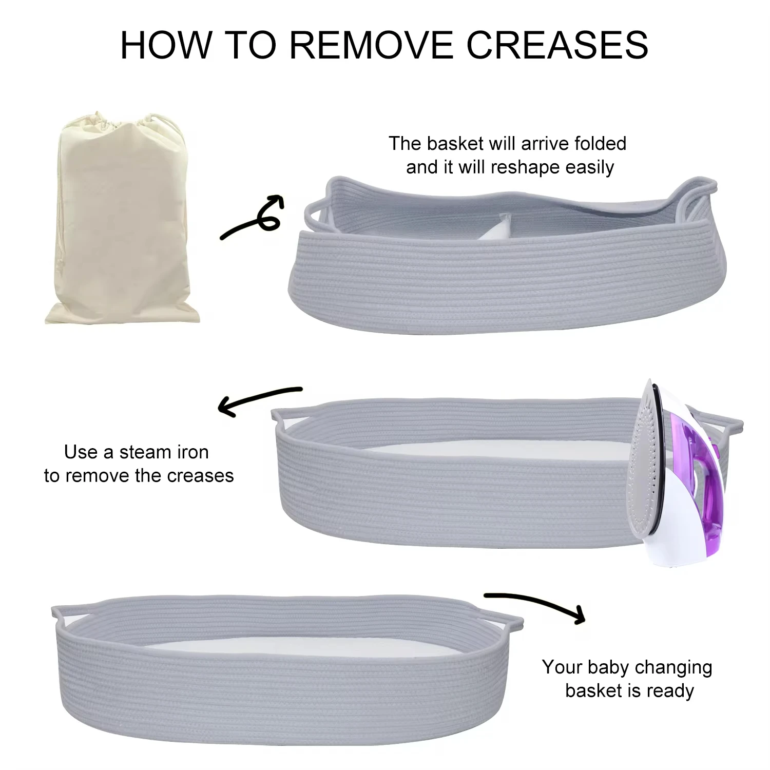 2024 Newborn Baby Gift Set Cotton Rope Baby Changing Basket with Diaper Caddy Basket