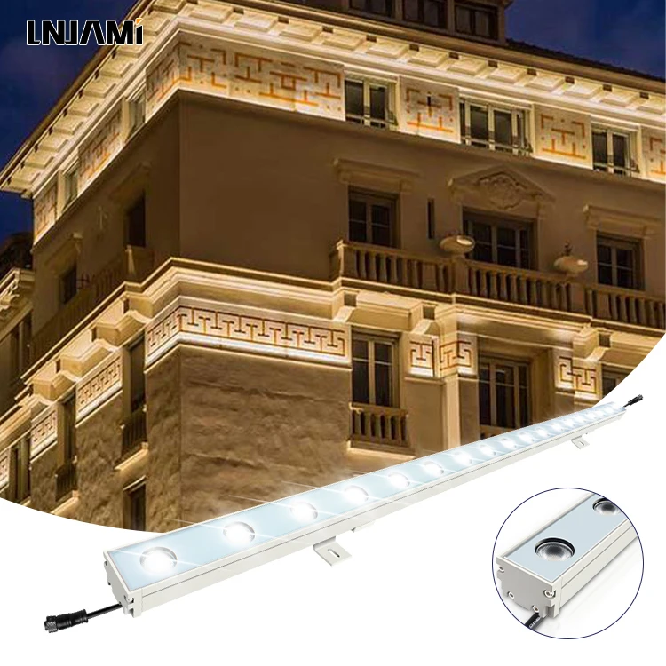 LNJAMI Building Facade Lighting Decor IP65 DC24V 24W 30W 36W LED Wall Washer Light Bar RGB DMX Light Outdoor