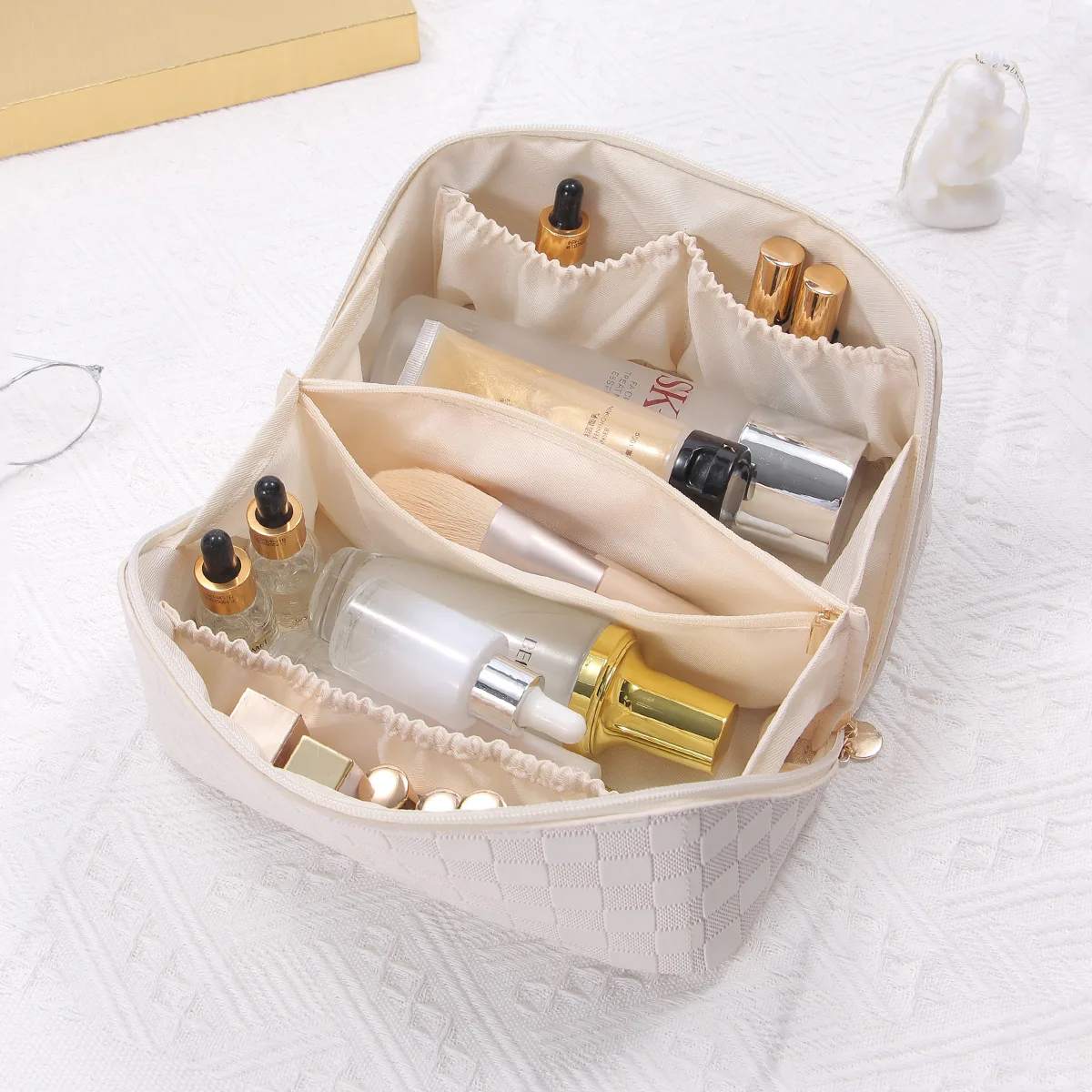 Custom Makeup Bag Large Capacity Luxury Travel Pu Leather Cosmetic Bag Waterproof Cosmetic Bags Cases