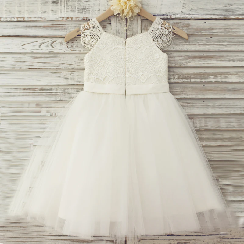 Высокое качество новейшие белые кружева От 2 до 10 лет платье для девочки, держащей букет невесты на свадьбе