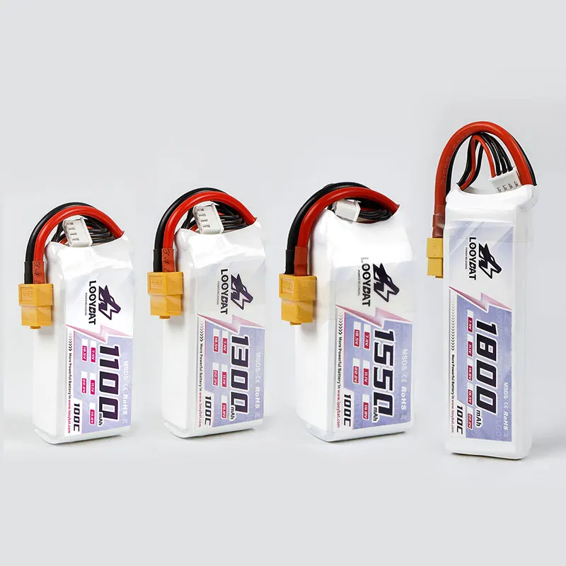 RC Lipo Battery 11.1V 14.8V 22.2 V 1100mAh 1300mAh 1550mAh 1800mAh 100C 3S 6S Lipo Rechargeable Battery For FPV RC Quadcopter