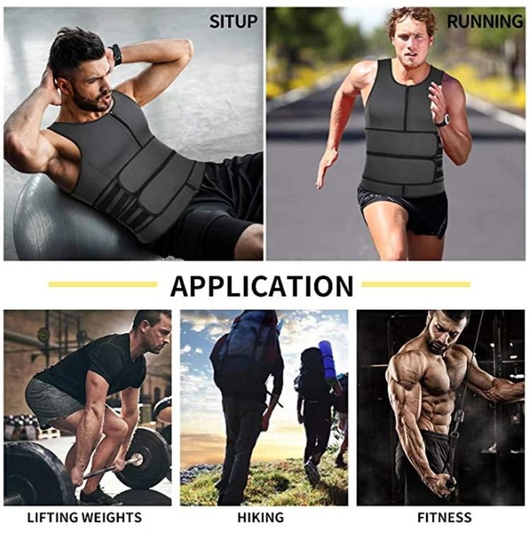High Quality Neoprene Double Strap Waist Trainer Workout Tank Top Back Support Vest with Trimmer Belt for Men