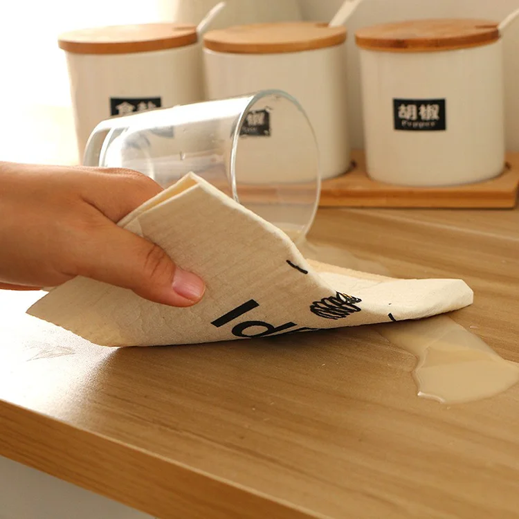 Wood pulp cotton Rags Innovative kitchen Hydrophilic dish cleaning cloth washing wipes Utensils For Kitchen