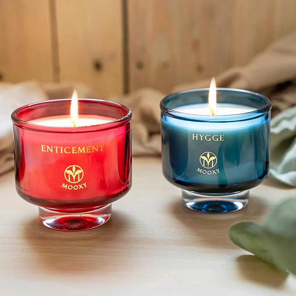 2021 High Quality Custom Scented Candle Empty Jar With Cover Glass Candlestick Home Decor Gift Set