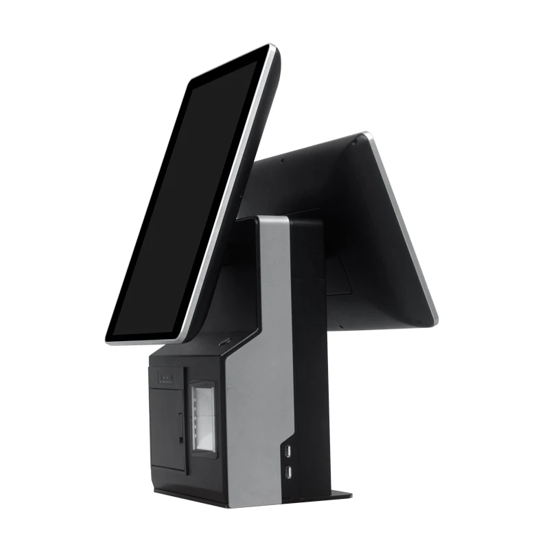 15.6 Inch All-in-One POS Terminal Machine with Dual Touch Screen Cash Register Printer and Scanner