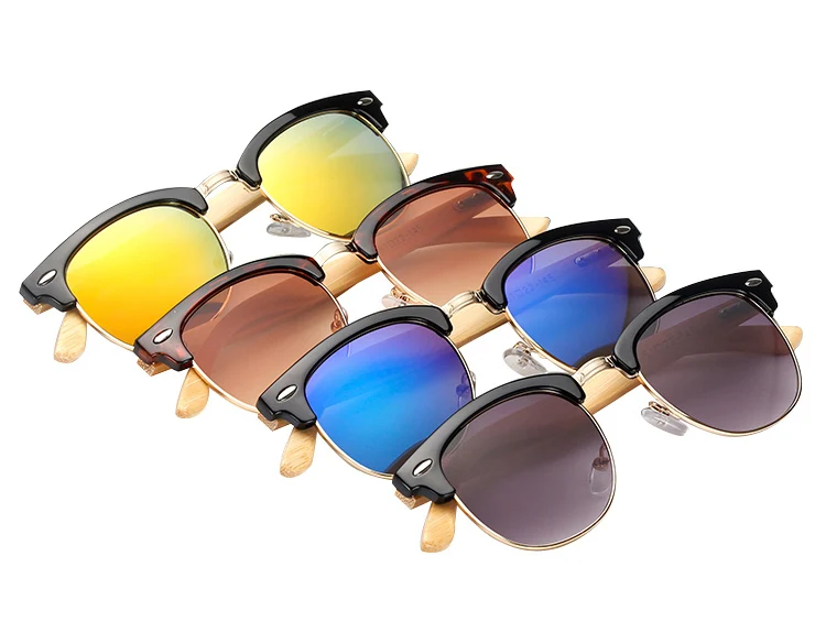 Vintage high standard 100% UV400 sustainable plastic bamboo wood sunglasses