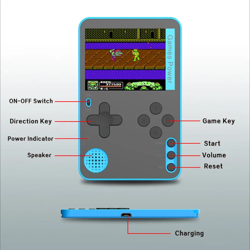K10 Retro Game Consoles Portable Classic Mini Handheld Gaming Console with Pocket Player Built-In 500+ Games magnetic charging