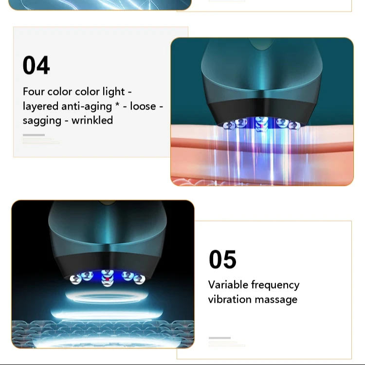 New RF EMS Face Lifting Electric Massage Facial Beauty Device Radio Frequency LED Light Therapy Skin Clean Portable Equipment