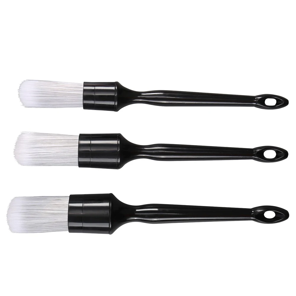 Durable 3 PCS Soft Boars Hair Car Detailing Brush Set Auto Interior Cleaning Brushes for Leather Seats, Washing Wheels