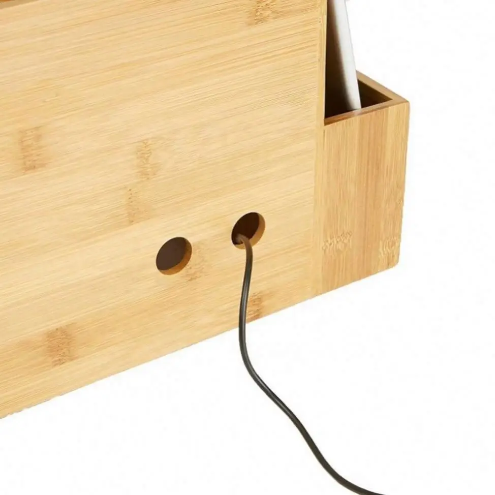 Bamboo Wooden Table Reader Desk File Organizer 16 Compartments Storage Box