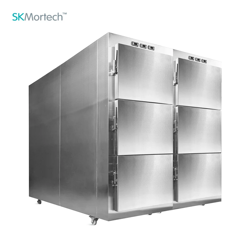  SKB-7A006 фабрика шесть с выдвижными ящиками морга гроб холодильник морозильник для похорон тела из нержавеющей стали