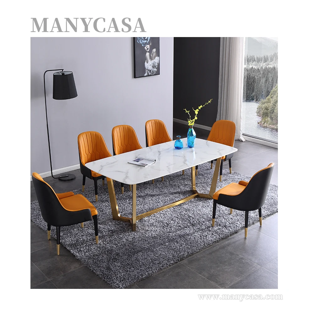 Modern European Style Luxury Dining Room Set Marble Dining Table Set Made In China
