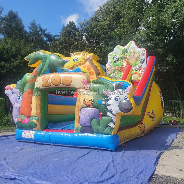 Customized inflatable water slip and slide zoo animals adult water slide inflatable bounce climb kids inflatable waterslide