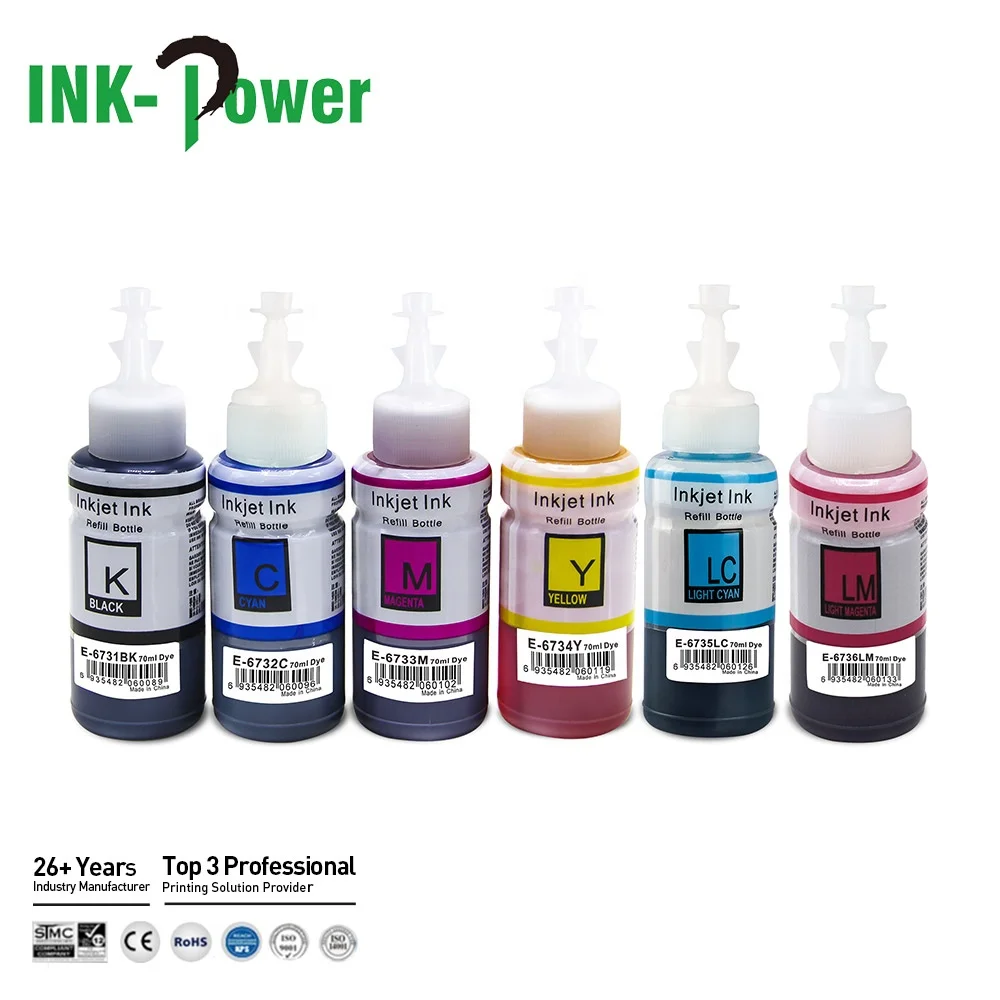  INK-мощность 673 T673 Премиум Универсальный цветный Совместимость объем бутылки на водной основе пополнения чернил Эко-чернила для Epson L800 L805