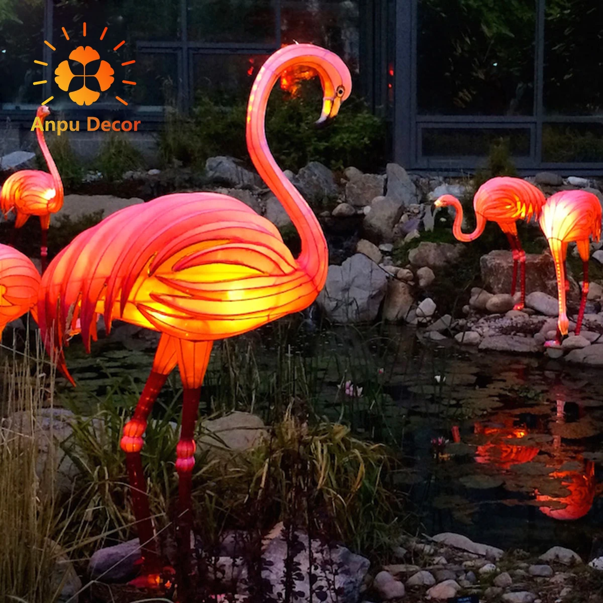 LED 3D Decorative Acrylic Flamingo Motif Light For Park Garden Shopping Mall Holiday Outdoor Decoration