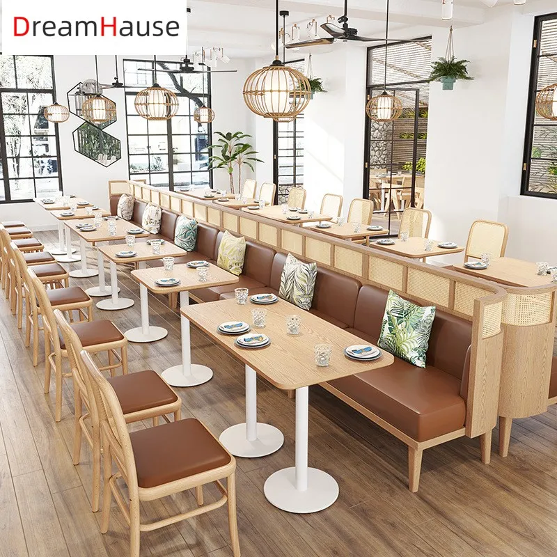 Dreamhause Simple Nordic Rattan Restaurant Cafe Shop  Sofa Chair Table Set